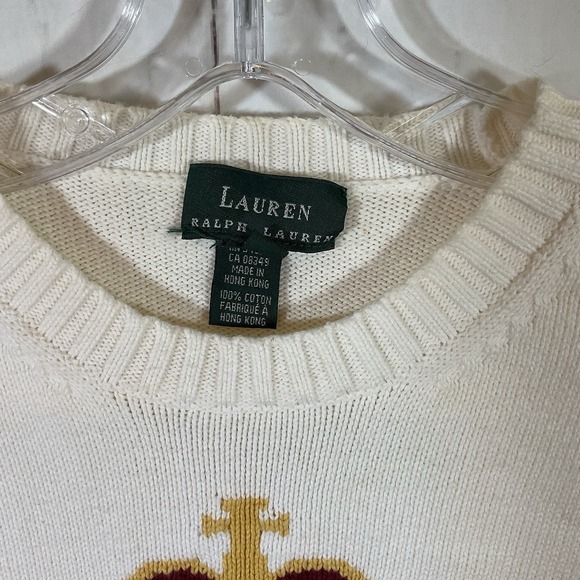 Vtg Lauren Ralph Lauren Knit Sweater M Crown Crest Old Money Y2K Academia Preppy - Picture 4 of 12
